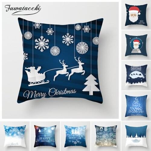 Fuwatacchi Nordic Christmas StyleCushion Cover Santa Claus Snow Deer Printed Pillows Covers For Home Sofa Decorative Pillowcases