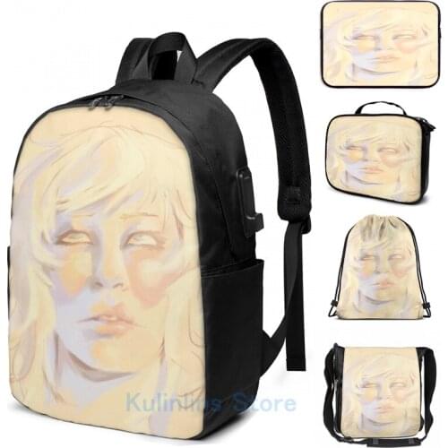 Funny Graphic print Ryo Satan saturated portrait USB Charge Backpack men School bags Women bag Travel laptop bag