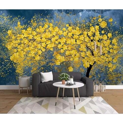 Nordic style rich tree oil painting living room bedroom background wall background mural
