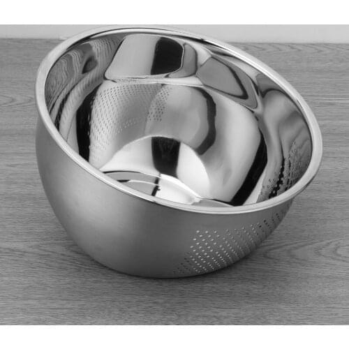 Inclined bottom basin 304 stainless steel drain basket rice sieve rice bowl fruit basket household kitchen rice washer