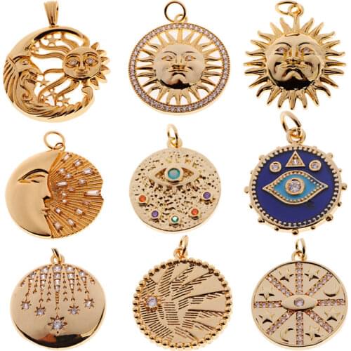 1/2/4pcs Sun Moon Pendants Charms For Jewelry Making Supplies DIY Craft Necklace Earrings Charm Accessories Fashion Jewellery