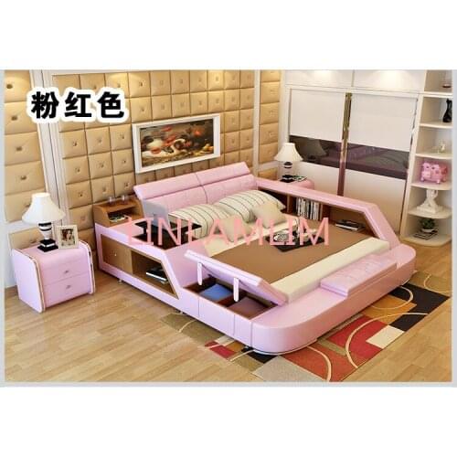 Real Genuine leather bed frame Modern Soft Beds with storage Home Bedroom Furniture cama muebles de dormitorio / camas quarto