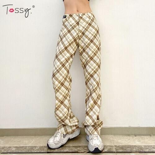 TOSSY Women's Plaid Trousers