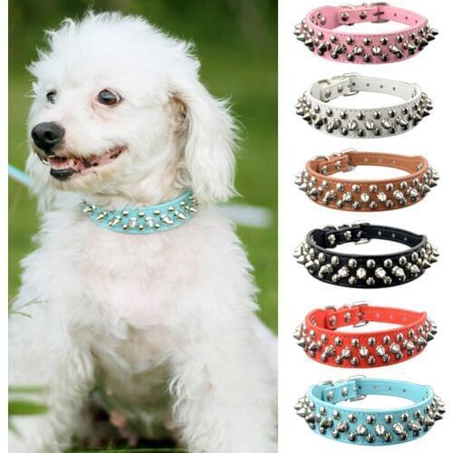 High Quality 2.5cm Width Pet Collars Round Spike Studded Small Medium Pet Dog Puppy Necklace Collar