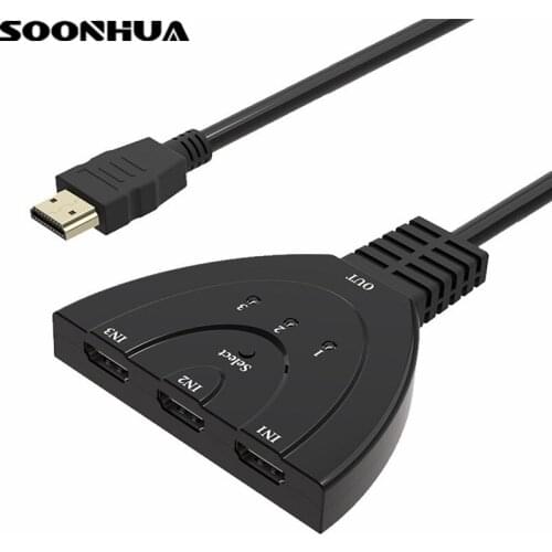 SOONHUA High Quality 3 HDMI in And 1 HDMI Out Splitter Adapter Auto/Manual Switcher Cable Hub 1080P For PC DVD HDTV TV Xbox