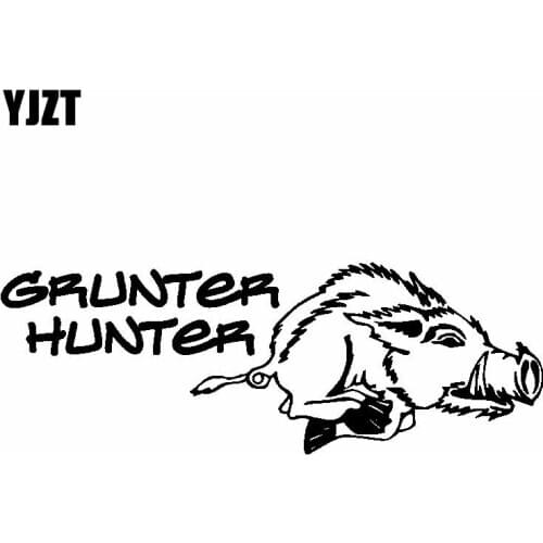 YJZT 12.7CM*14.5CM GRUNTER HUNTER BOAR Decal Vinyl Black Silver Car Sticker C13-000661