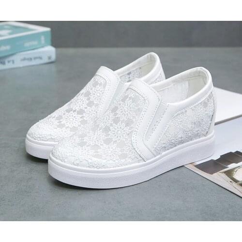 Women Casual Shoes Ladies Sneakers Cutouts Lace Breathable Platform Flat Shoes Woman Wedges Sneakers
