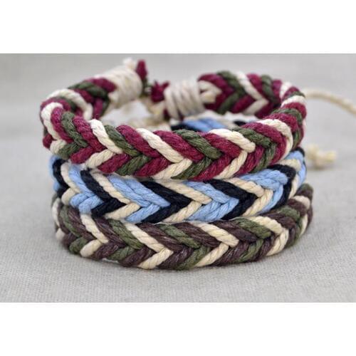 1pc Brazil Braided String Rope Bracelets Handmade Weave Vintage Cotton Wrap Ethnic Charm Boho Bracelets Bangle For Men Women