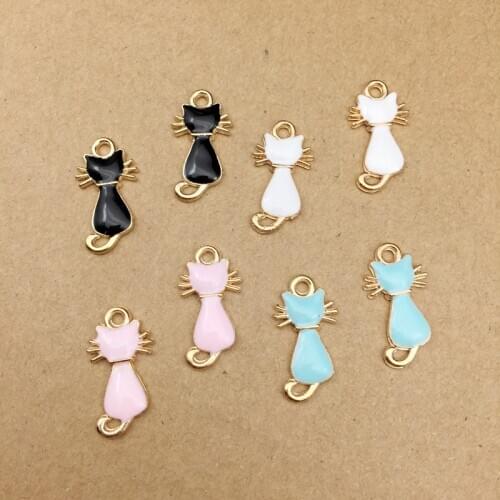 10pcs 5x21mm enamel cat charms for jewelry making and crafting charm fashion pendant earring charms