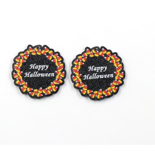 10pcs /lot) PR1112-35mm Halloween For Earrings Black Glitter Acrylic Candy Garland Jewelry Accessories