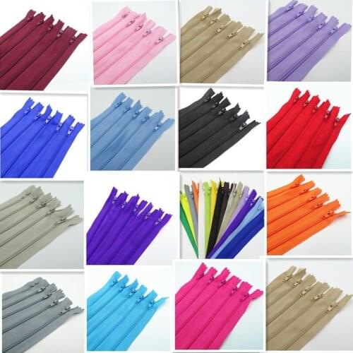 100Pcs 3# (12-24 Inches) 30-60CM 20 Color Closed Nylon Coil Zipper Closed Pocket For Quilt Cover Tent Pillowcase Clothing