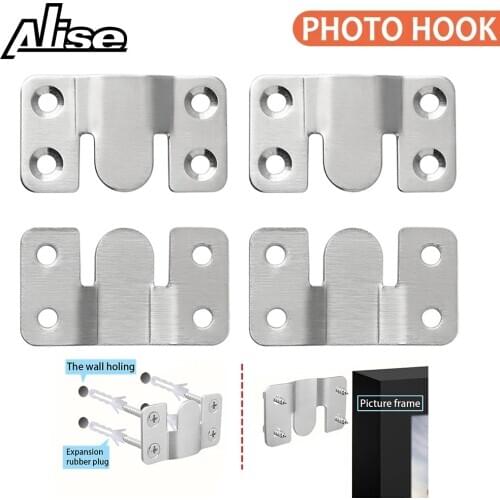 2/4pcs Headboard Wall Picture Hanger Display Hook Stainless Steel Interlocking Flush Mount Bracket Painting Photo Frame Hardware