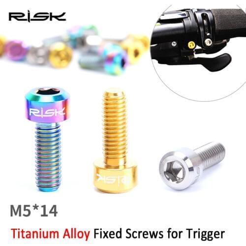 RISK 2PCS M5*14mm Titanium Alloy Brake Lever Fixing Bolts For MTB Derailleur Lever Screw Bicycle Fixed Brake Handle Trigger Bolt