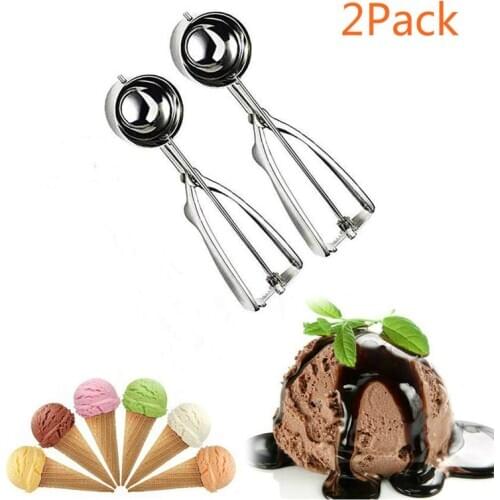 2Pack 5CM Ice Cream Scoop Mash Potato Spoon Stainless Steel Biscuit Dough Dish Spoon Watermelon Scoop Kitchen Supplies