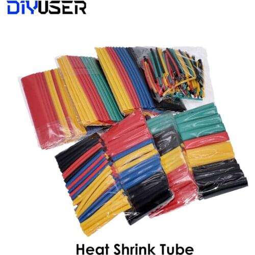 328Pcs/set Sleeving Wrap Wire Car Electrical Cable Tube kits Heat Shrink Tube Tubing Polyolefin 8 Sizes Mixed Color