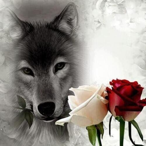 Dpsprue 5D Diamond Painting Full Square/Round Flower Wolf Pictures Of Rhinestones Diamond Embroidery Diamond Mosaic Gift HL101