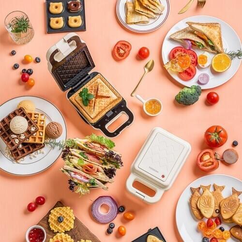 Non-stick cooking surface waffle maker home mini washable cake donut sandwich frying oven multifunctional breakfast machine