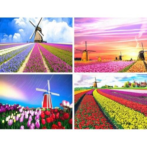 AZQSD Diamond Painting Full Square Windmill Embroidery Landscape Picture Of Rhinestones Handmade Art Crafts 5d Diy Home Decor