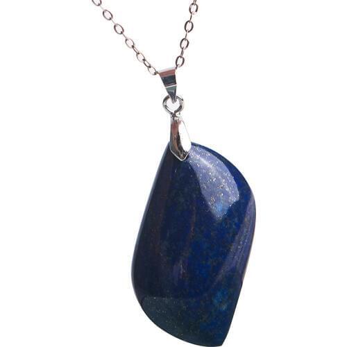 Free Shipping Genuine Natural Lapis Lazuli Gems Stone Leaf Shaped Pendant Necklace Popularl Men Bead Trendy Women Crystal