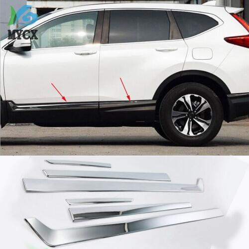 STAINLESS STEEL SIDE DOOR BODY MOLDING TRIM COVER LINE GARNISH STICKER ACCESSORIES 6PCS/SET FOR HONDA CRV CR-V 2017 2018 2019