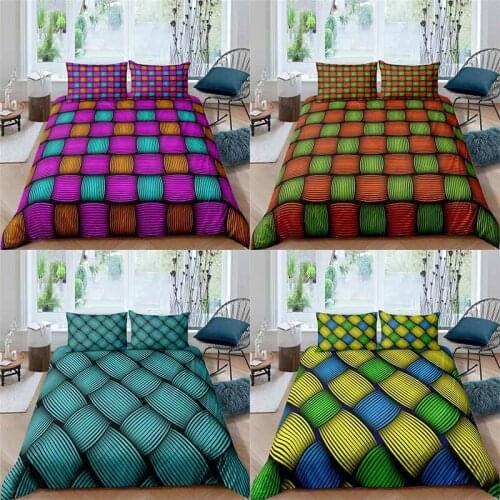 Home Textile Luxury 3D Color Geometry Print 2/3Pcs Comfortable Duvet Cover Pillowcase Bedding Sets Queen and King EU/US/AU Size