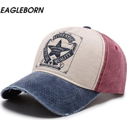 EAGLEBORN Spring Cotton Cap Baseball Cap Snapback Hat Summer Cap Hip Hop Fitted Cap Hats for Men Women Grinding Splicing Star