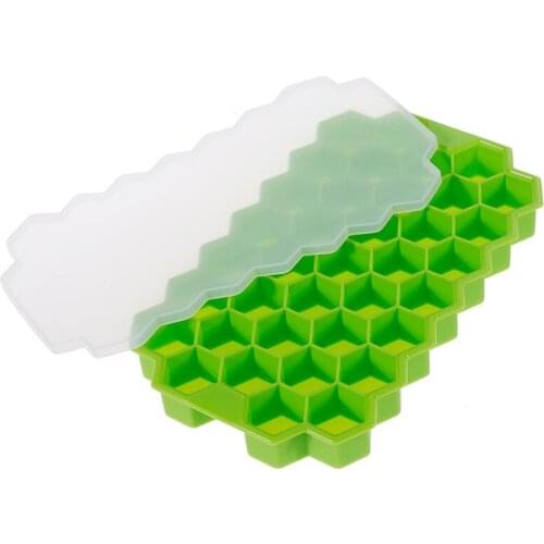 Creative DIY honeycomb ice mold, silicone ice cube ice tray, 37 hole ice tray with lid ice mold