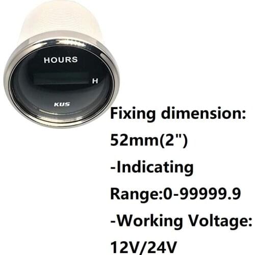 Hour Meter Gauge with Backlight 52mm(2") 12V/24V