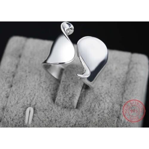 Elegant Fine 925 Sterling Silver Unique Design Smooth Ring For Women Jewelry Beautiful Finger Open Ring For Party Birthday Gift
