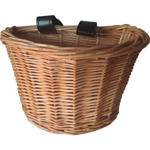 Strong And Sturdy Wicker Woven Bicycle Basket Front Handlebar Rattan Basket For Childrens Boys' Girls' Bike
