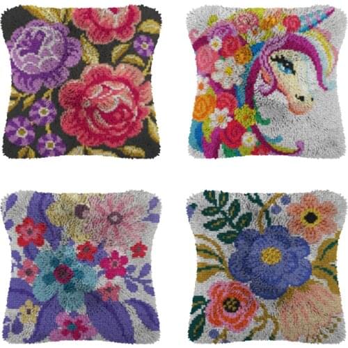 Latch Hook Rug Kits Flower cover pillow car cover Celebrity Cross Stitch Kits Threads Tapestry Kits Cross stitch throw pillows