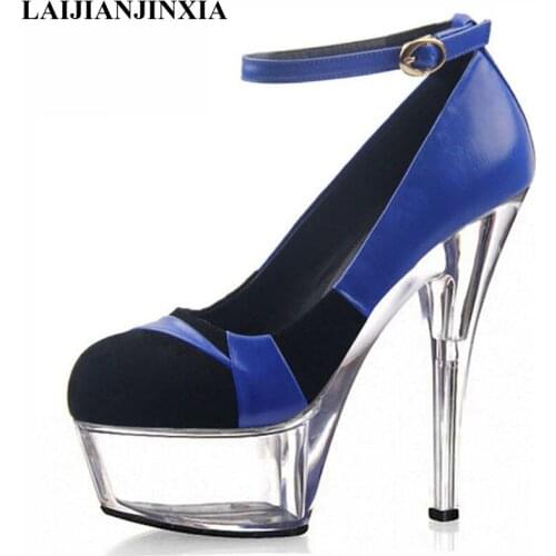 LAIJIANJINXIA New Strap 15cm Sexy Close Toe High Heels Night Club Party Queen Dance Shoes Platform Women Dress Dance Pumps Shoes