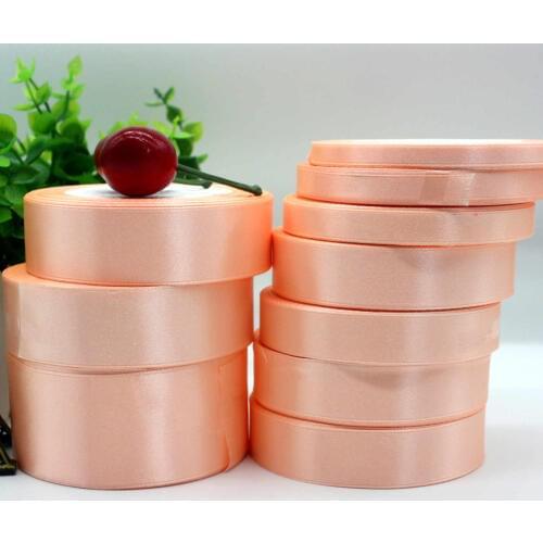 25 yards/roll)Champagne Silk Satin Ribbon Wedding Party Decoration Gift Wrapping Christmas Sewing Fabric Hand DIY Size 6mm-80mm