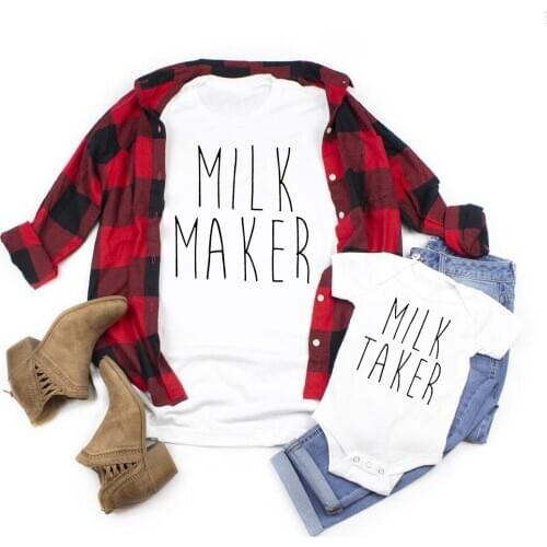 Milk Maker Milk Taker mom and son t-shirts Mommy and daughter shirts Mommy and Me family Matching Outfits