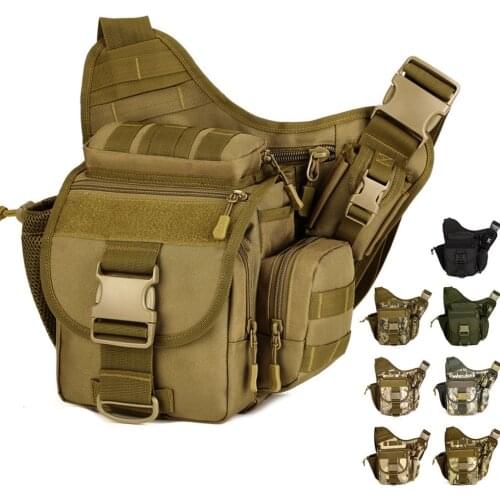 Men Nylon Shoulder Messenger Saddle Bag Military Riding Water Bottle Camera Cross Body Pack