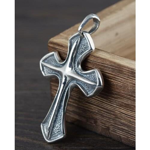 925 Solid Sterling Silver Mens Biker Unisex Cross Pendant charm Unique Textured jewelry A4055