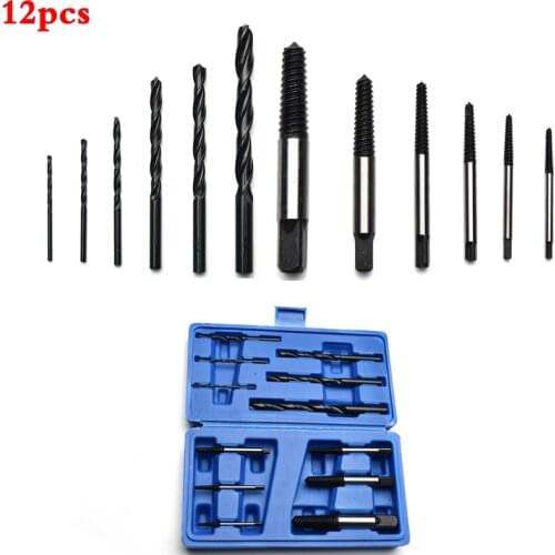 12Pcs Screw Extractor Damaged Bolt Stud Remover Drill Bit Set Broken Speed Out Bolt Nut Screw Extractor Bolt Stud Remover Tool