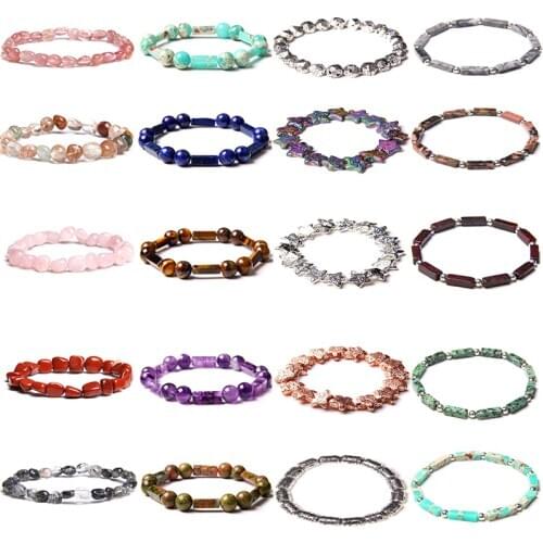 Irregular Natural Stone Bracelets For Women Men Tiger eye Quartzs Rutilated Lava Meditation Bracelet Exquisite Jewelry Unique