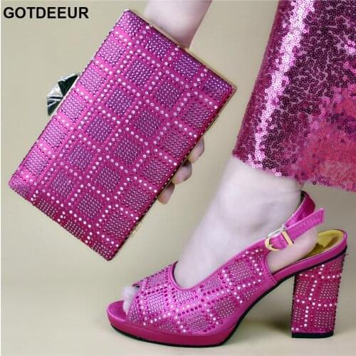 New Woman Sandals 2019 Summer Super High (8cm-up) Party African Wedding Italian Shoe and Bag Sets Shoes and Bag Sets for Women