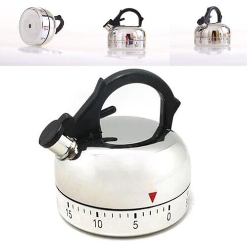 New 60 Minute Kitchen Timer Alarm Mechanical Teapot Shaped Timer Clock Counting Minutes Cuisine Kettle Styling Clockwork Timer