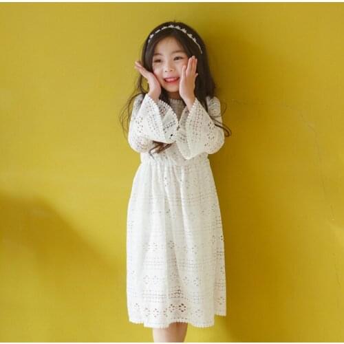2018 Autumn Girls Lace Dress Chiildren Dress Baby Princess Dress Kids White Cotton Lining Dress Toddler Clothes,#3178