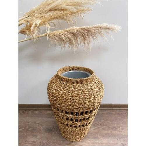Wicker flower pot garden pot home decoration accessories 100% quality large wicker flower pot living room decor 45 cm