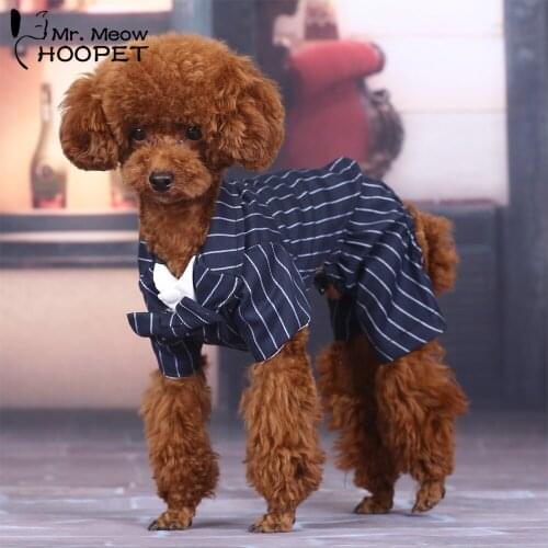 Hoopet Striped Pets Pants British Style trousers Handsome Suit Pant gentleman Shirt for Dog Clothes Cat