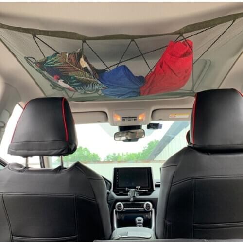 Portable Car Ceiling Storage Net Pocket Roof Interior Cargo Net Bag Car Trunk Storage Bag Sundries Storage Bag