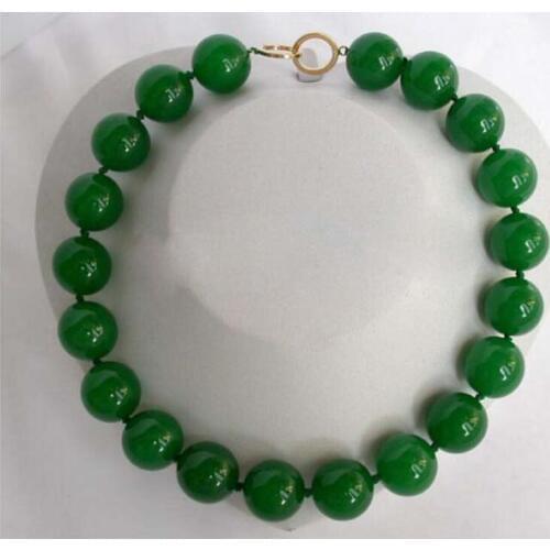 Stunning big 20mm round green crude beads necklace 18 INCH