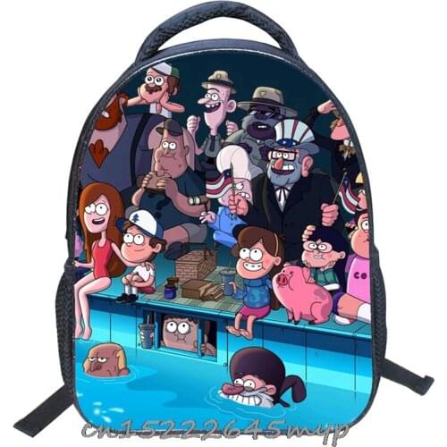 13 inch Teenage Casual Bag Gravity Falls Backpack for Adult Men Children Schoolbag Cartoon Backpack Travel Bookbag