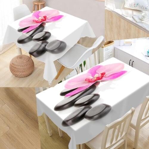 Best Stones Zen Custom Table Cloth Rectangular Oxford Print Waterproof Oilproof Square Table Cover Party Tablecloth