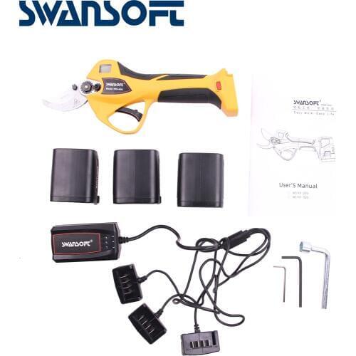 SWANSOFT Cordless Pruner Lithium-ion Pruning Shear Efficient Fruit Tree Bonsai Pruning Electric Tree Branches Cutter Landscaping