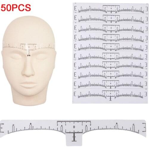 50pcs Eyebrow Stencil Reusable Semi Permanent Makeup Microblading Measure Tattoo Ruler Tools Eyebrow Stencils