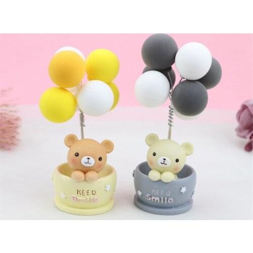 Cake Decoration Ornaments Cartoon Bear Couple Balloon Car Interior Accessories Creative Tram Carton Carving Model Desktop Crafts